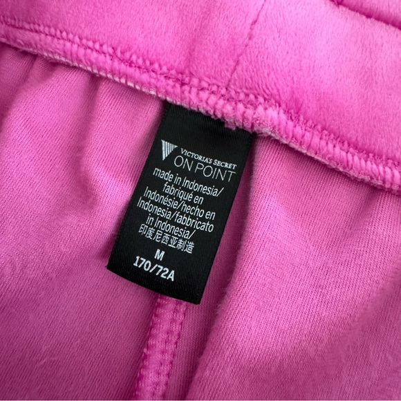 Victoria's Secret Velour Tracksuit Zip Hoodie & Jogger Set Hot Pink Sz Medium - Picture 9 of 15